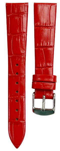 Load image into Gallery viewer, 1PC Candy Red Leather Flat Unstitched Alligator Grain Watch Band Size 18MM
