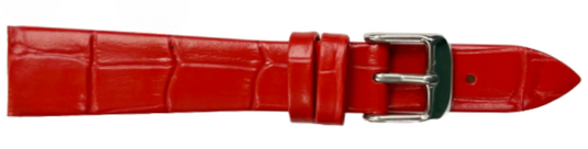 1PC Candy Red Leather Flat Unstitched Alligator Grain Watch Band Size 18MM