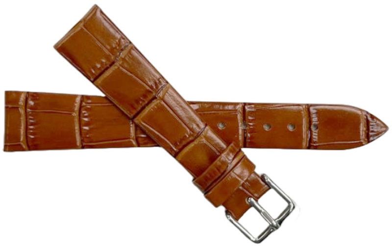 Load image into Gallery viewer, 1PC Tawny Brown Leather Flat Unstitched Alligator Grain Watch Band Size 18MM
