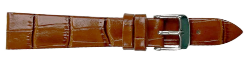 Load image into Gallery viewer, 1PC Tawny Brown Leather Flat Unstitched Alligator Grain Watch Band Size 18MM
