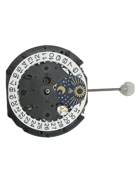 Load image into Gallery viewer, Sunon Chinese Multi Function Watch Movement PE90-05 3H and 3EYES Date At 4:30 Overall Height: 6.8mm
