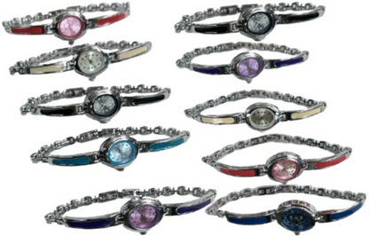 10pcs Set Women's Fashion Steel Band A01 Quartz Fashion Watch Multi-Bracelet Color