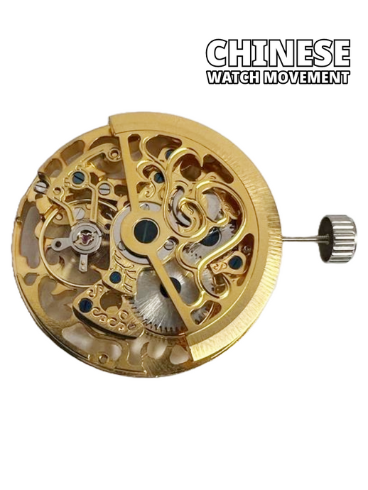 Automatic Skeleton Chinese Watch Movement G3262 3Hands Overall Height 7.5mm