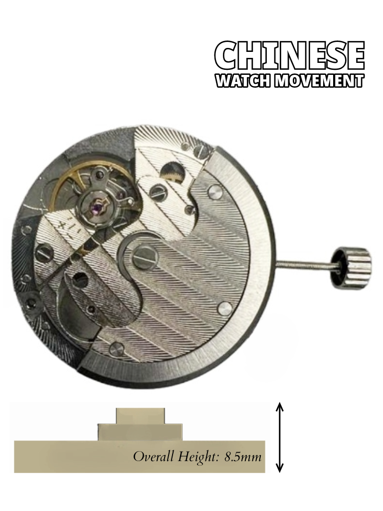 Load image into Gallery viewer, Chinese Automatic Mechanical Watch Movement TY2869 3Hand Date at 4:30 Overall Height 8.5mm
