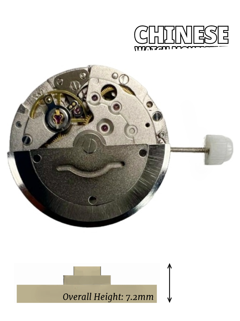 Chinese Automatic Mechanical Watch Movement DG-3806EB-3D BIG MINUTE Hand Date at 3:00 Overall Height 7.2mm