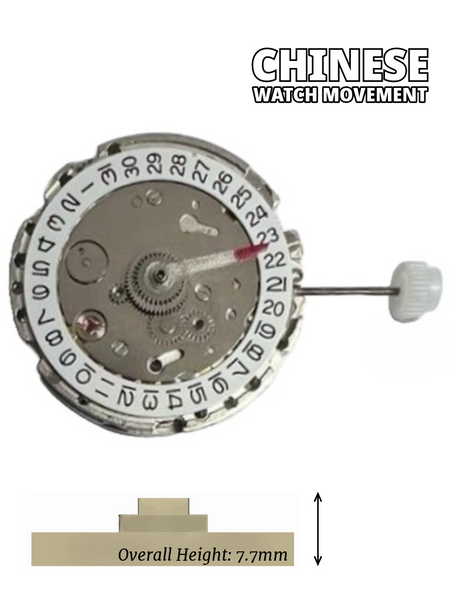 Chinese Automatic Mechanical Watch Movement GMT DG3804B 4Hands Date at 3:00, Dual time Overall Height 7.7mm