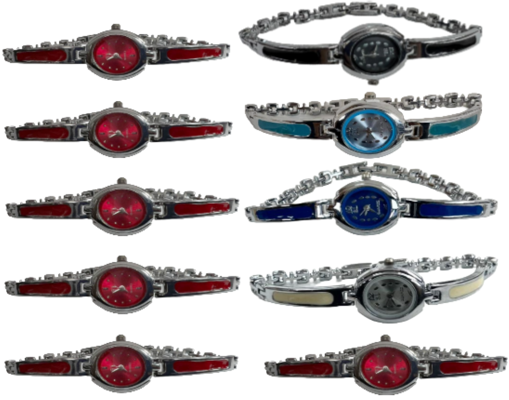 10pcs Set Women's Fashion Steel Band A09 Quartz Multi-Color Watch Bracelet