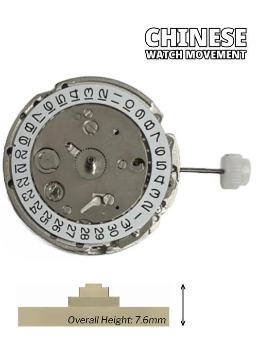 Automatic Watch Movement DG2813 3Hands, Date at 3:00 Overall Height 7.6mm - Universal Jewelers & Watch Tools Inc.