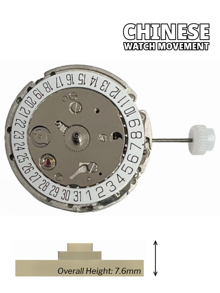 Load image into Gallery viewer, Chinese Automatic Mechanical Watch Movement DG-2816 Date at 6:00 Overall Height 7.6mm
