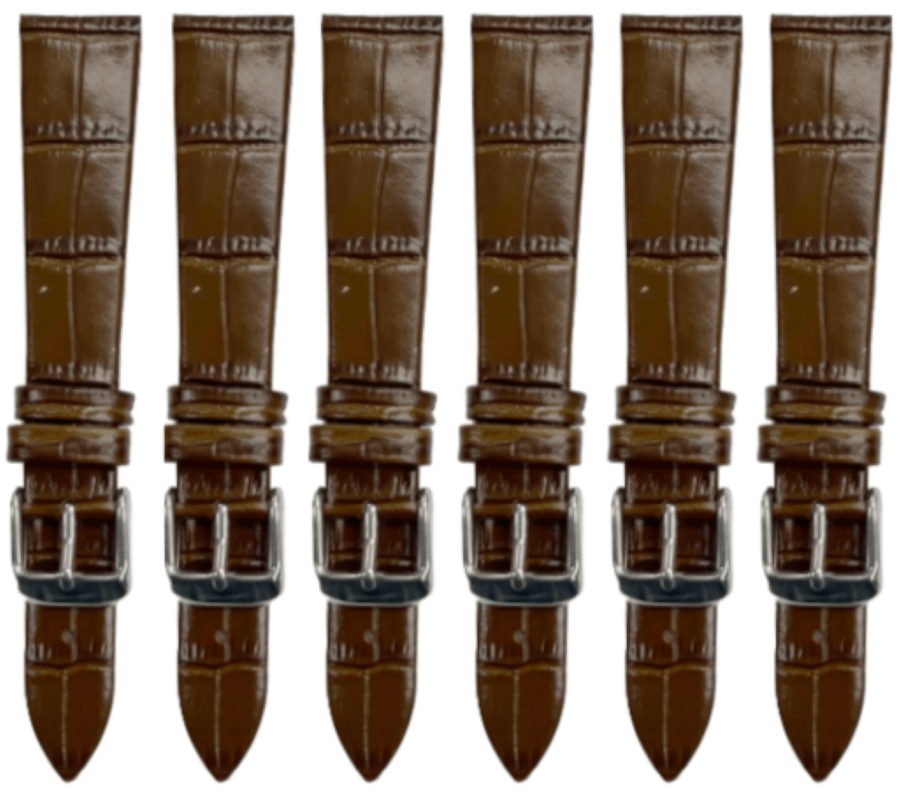Lot of 6PCS Multi - Color Leather (18✖16)mm Unstitched Alligator Grain Watch Band - Universal Jewelers & Watch Tools Inc.