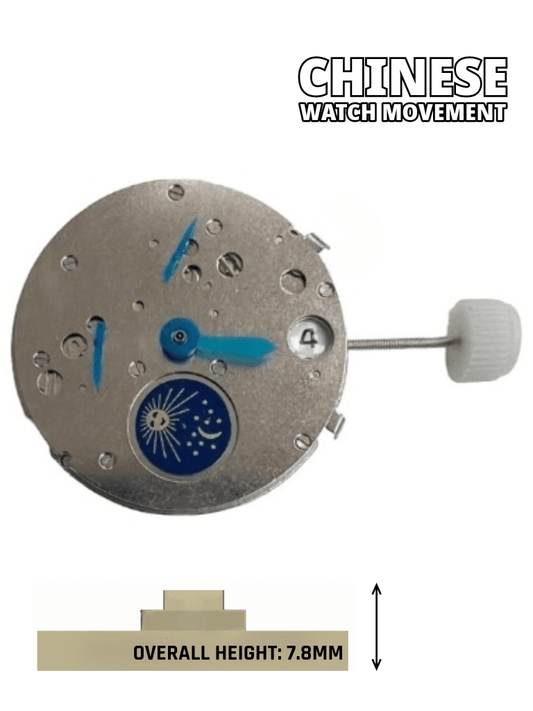 Multi - Function Automatic Mechanical Watch Movement SP10 3H, Date at 3:00, Sun & Moon Overall Height 7.9mm - Universal Jewelers & Watch Tools Inc.