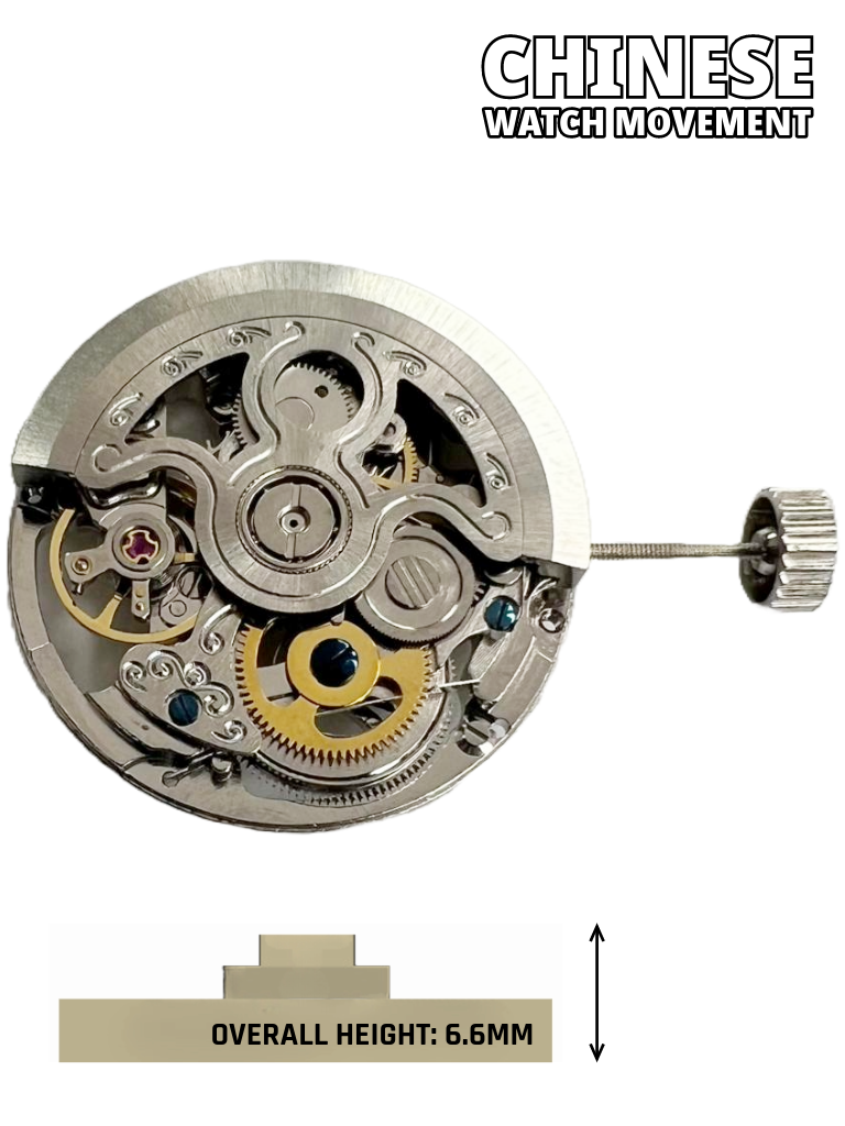 Load image into Gallery viewer, Automatic Skeleton Mechanical Watch Movement 2189S White, 3Hands Overall Height 6.6mm
