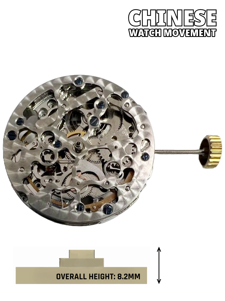 Load image into Gallery viewer, Multi-Function Automatic SKELETON Watch Movement 2196, 3 HANDS Overall Height 8.2mm
