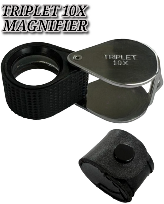 Triplet Lens 10X Magnifier Loupe Folding Type Magnifying Glass Eyeglass