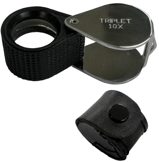 Triplet Lens 10X Magnifier Loupe Folding Type Magnifying Glass Eyeglass