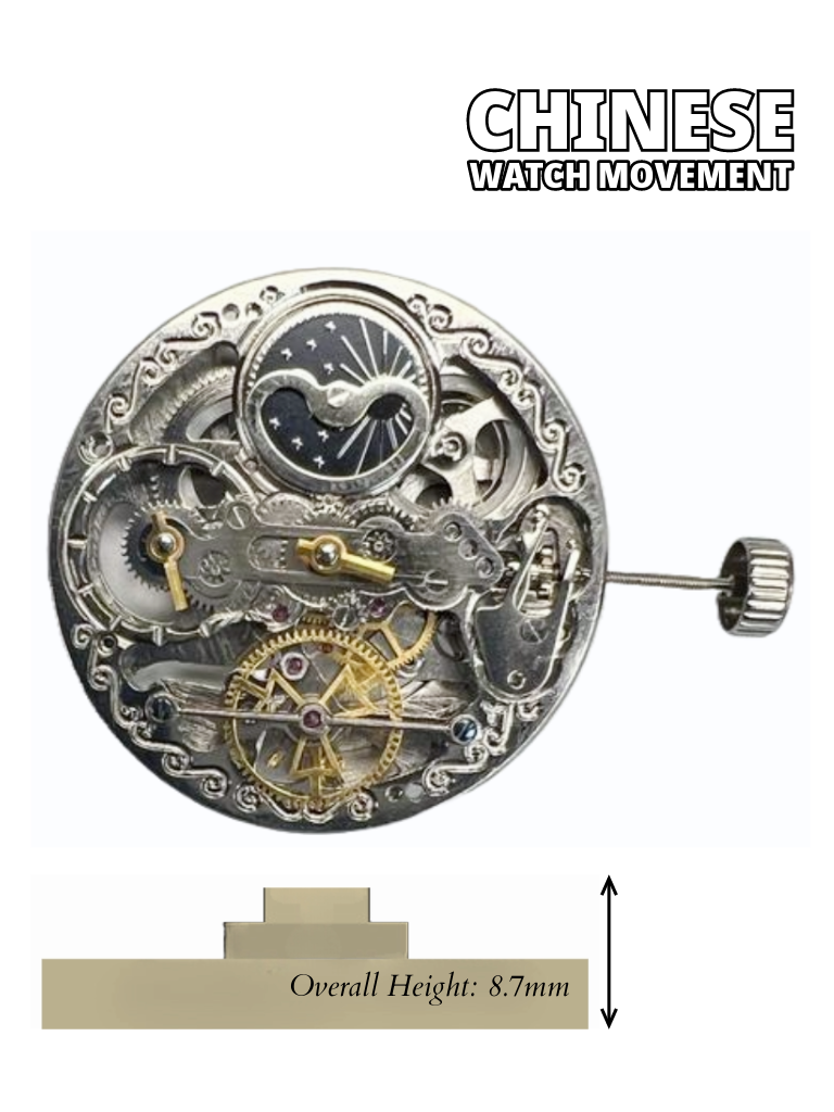 Load image into Gallery viewer, Chinese Automatic  Double Barrels Watch Movement Z-2031 2H at center Overall Height 8.7mm
