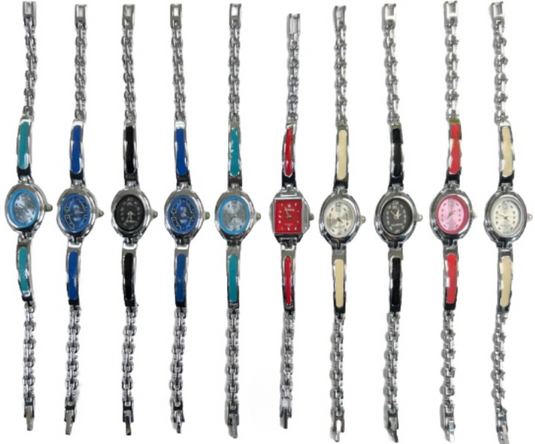 10pcs Set Women's Fashion Steel Band A06 Quartz Multi-Color Watch Bracelet