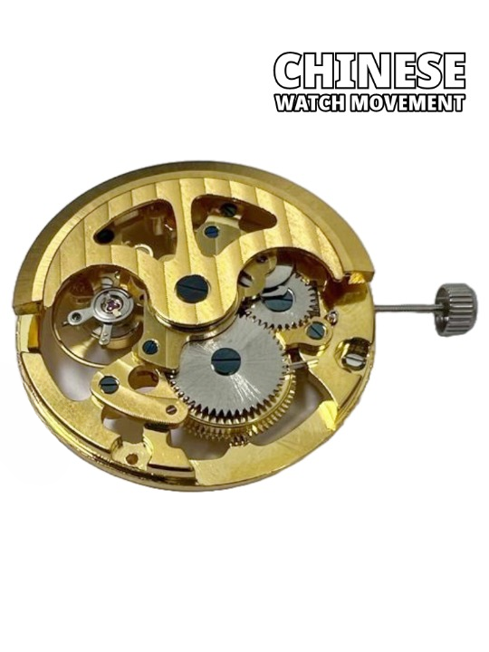 Automatic Skeleton Chinese Watch Movement G3212 3Hands Overall Height 7.6mm