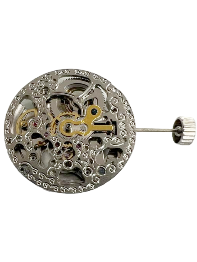 Automatic Skeleton Mechanical Watch Movement 2189S White, 3Hands Overall Height 6.6mm
