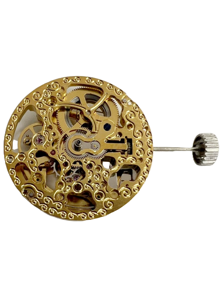 Load image into Gallery viewer, Automatic Skeleton Mechanical Watch Movement 2189 Gold, 3Hands Overall Height 6.6mm
