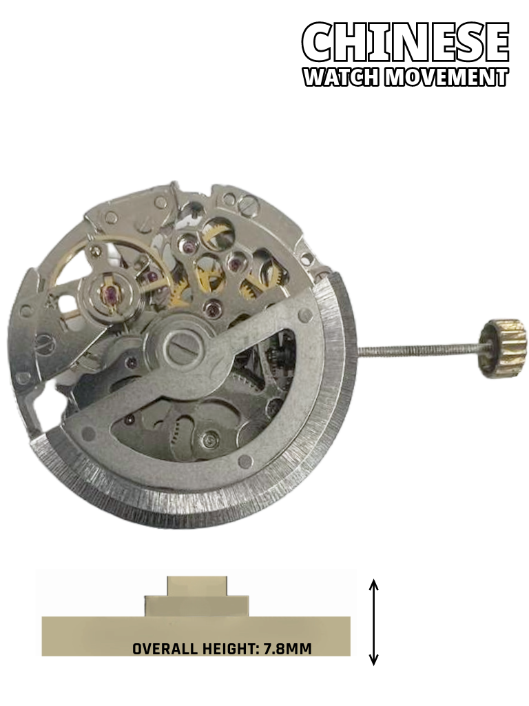 Load image into Gallery viewer, Chinese Automatic Watch Movement 8N24, 3 Hands Overall Height 7.8mm
