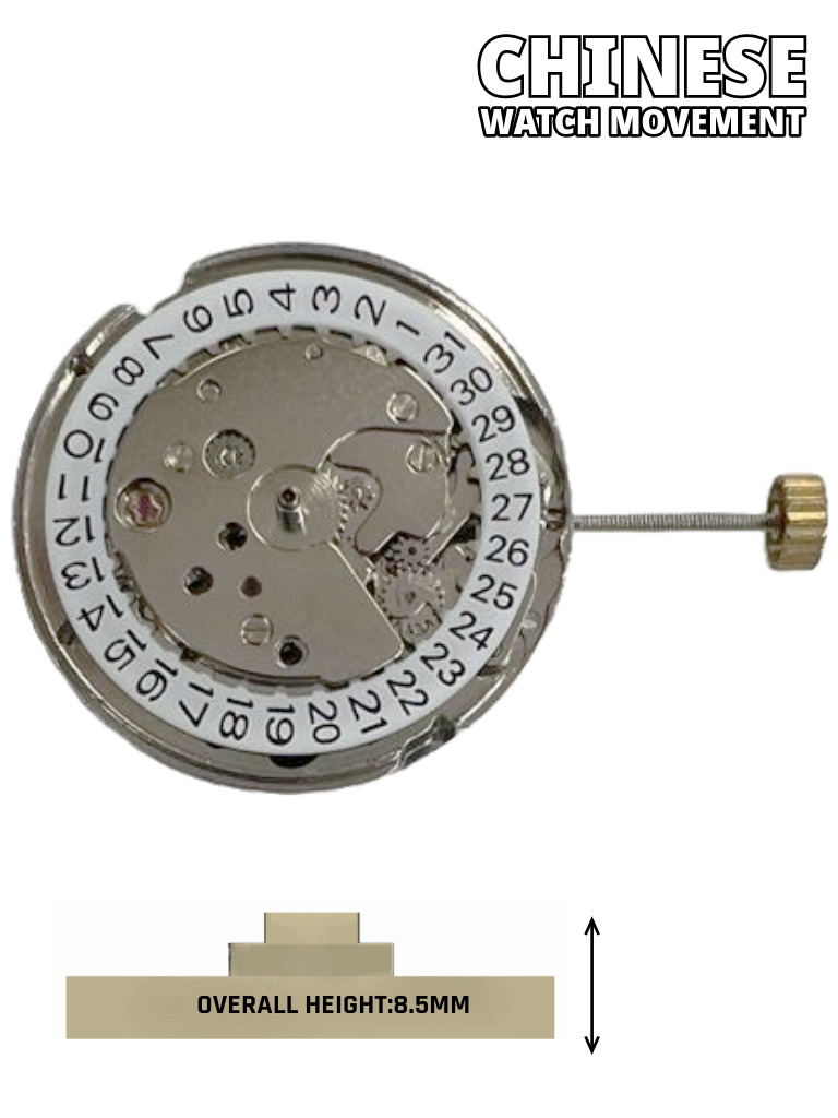 Load image into Gallery viewer, Chinese 7120 Automatic Mechanical Watch Movement At Date 3:00 3Hands, Overall Height 8.5mm
