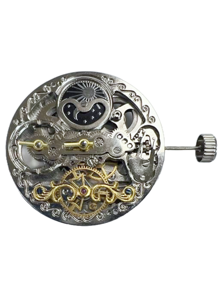 Chinese Automatic Double Barrels Watch Movement Z-2034 2H at center Overall Height 8.7mm