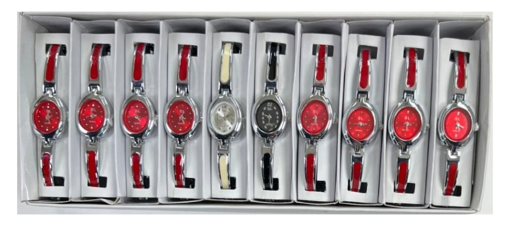 10pcs Set Women's Fashion Steel Band A05 Quartz Multi-Color Watch Bracelet