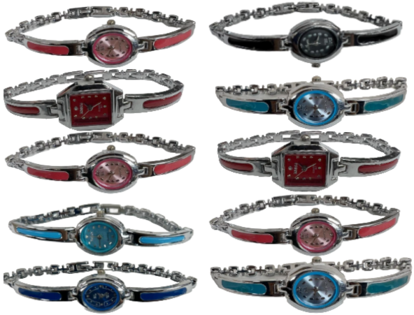 10pcs Set Women's Fashion Steel Band A08 Quartz Multi-Color Watch Bracelet