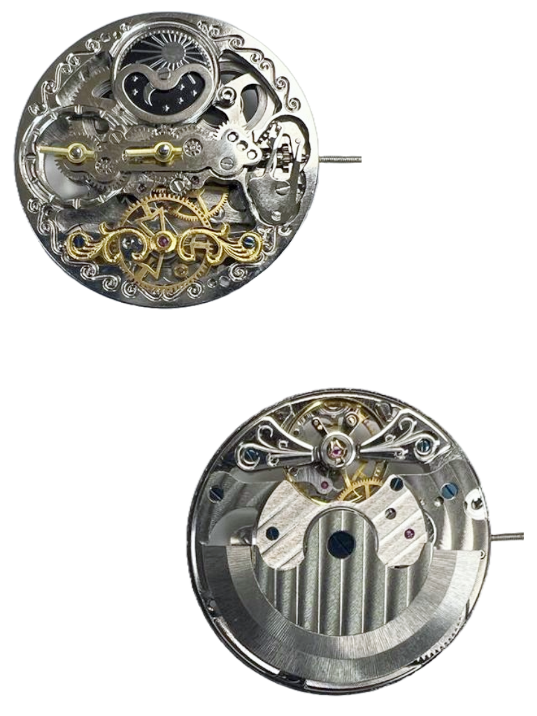 Chinese Automatic Double Barrels Watch Movement Z-2034 2H at center Overall Height 8.7mm