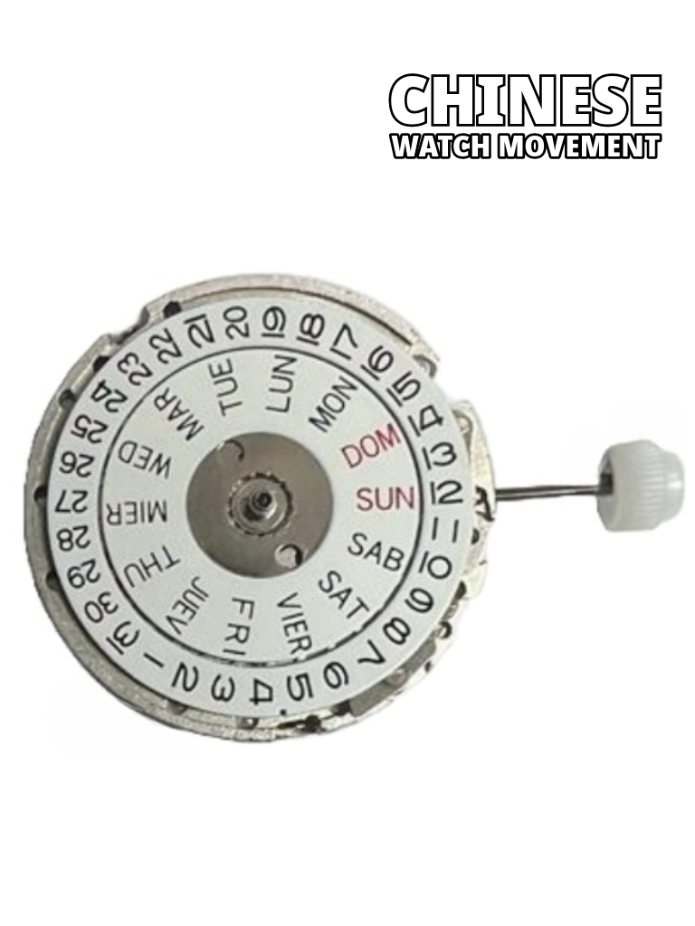 Chinese Automatic Mechanical Watch Movement DG2803 Day And Date At 3:00 Overall Height 7.7mm