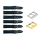 6PCS Black Leather Watch Band Sizes 8MM-24MM Padded w/Black Stitches