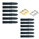 12PCS Black Leather Watch Band Sizes 8MM-24MM Padded w/White Stitches