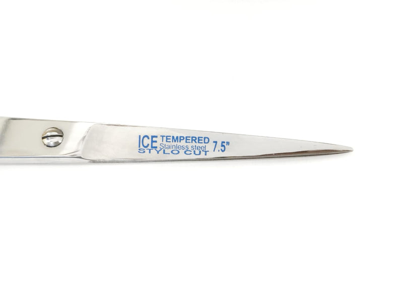 Load image into Gallery viewer, BARBER ICE TEMPERED STAINLESS STEEL STYLO CUT SHEARS/SCISSORS RED 7.5&quot;
