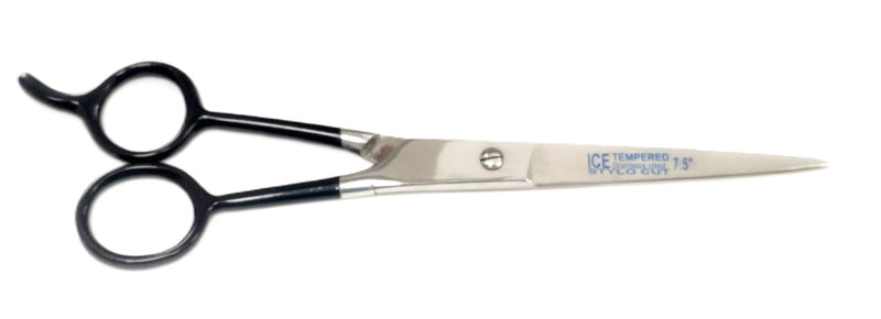 Load image into Gallery viewer, BARBER ICE TEMPERED STAINLESS STEEL STYLO CUT SHEARS/SCISSORS BLACK 7.5&quot;
