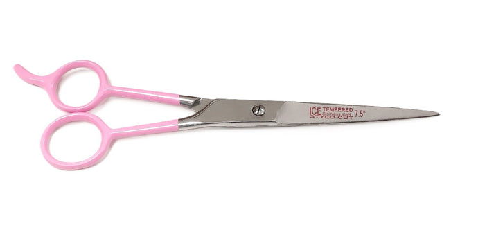 BARBER ICE TEMPERED STAINLESS STEEL STYLO CUT SHEARS/SCISSORS PINK 7.5