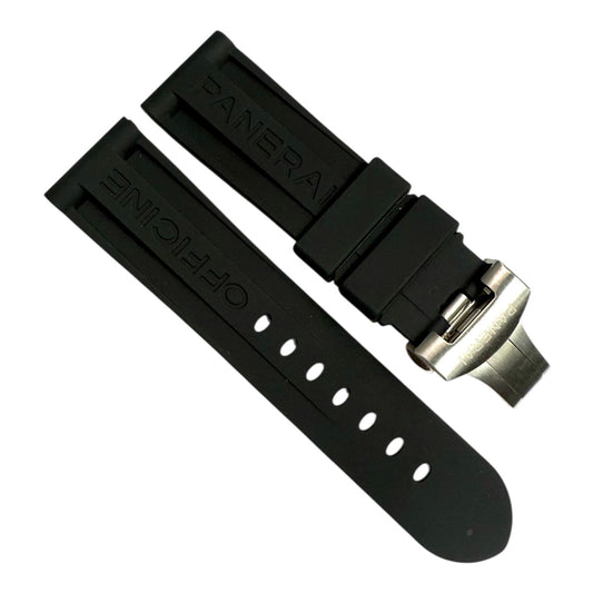 New Watch Band 24mm Rubber Strap Black Color for PANERAI OFFICIAL - Universal Jewelers & Watch Tools Inc.