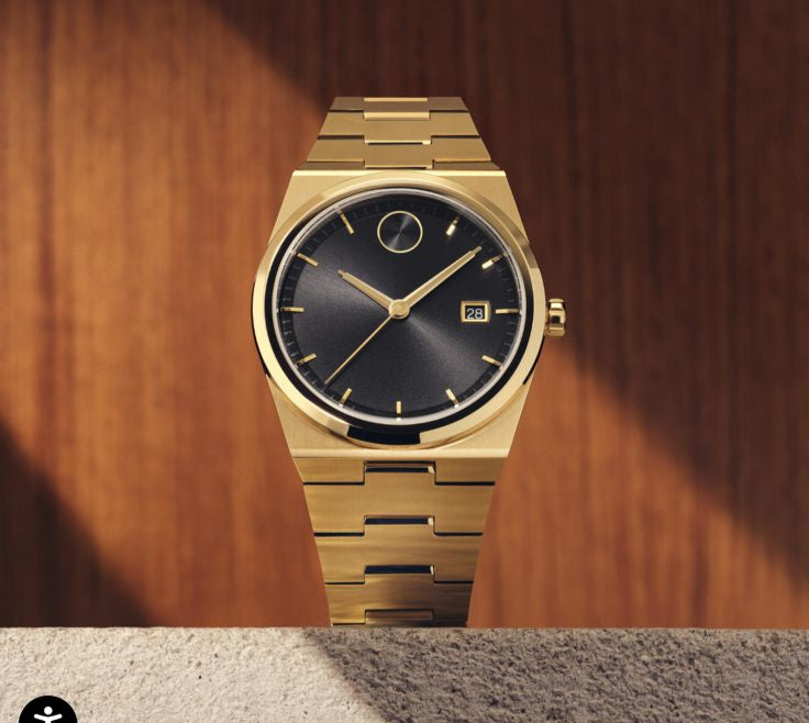 MOVADO BOLD QUEST GOLD WITH BLACK DIAL NEW EDITION