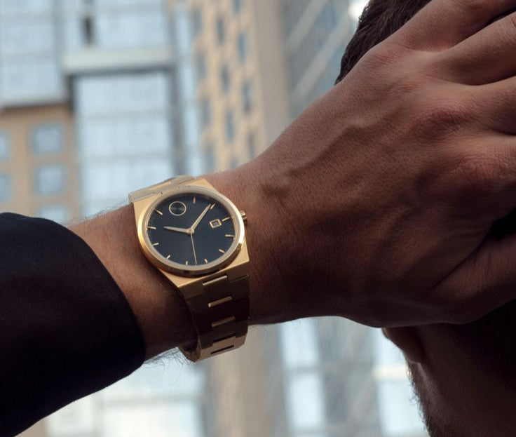 MOVADO BOLD QUEST GOLD WITH BLACK DIAL NEW EDITION