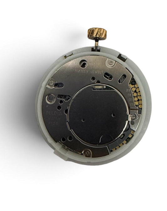 Bulova P129 / 8129 Watch Movement Stem & Black Crown with Rose Gold Hand