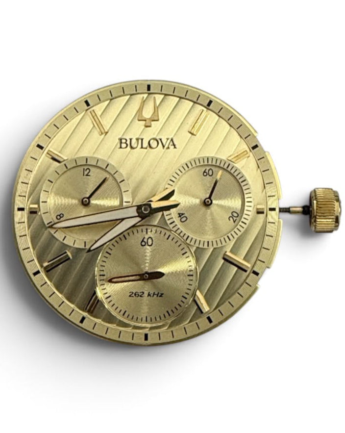 Bulova 8137 Curve Watch Movement Stem & Gold Crown with Gold Hand