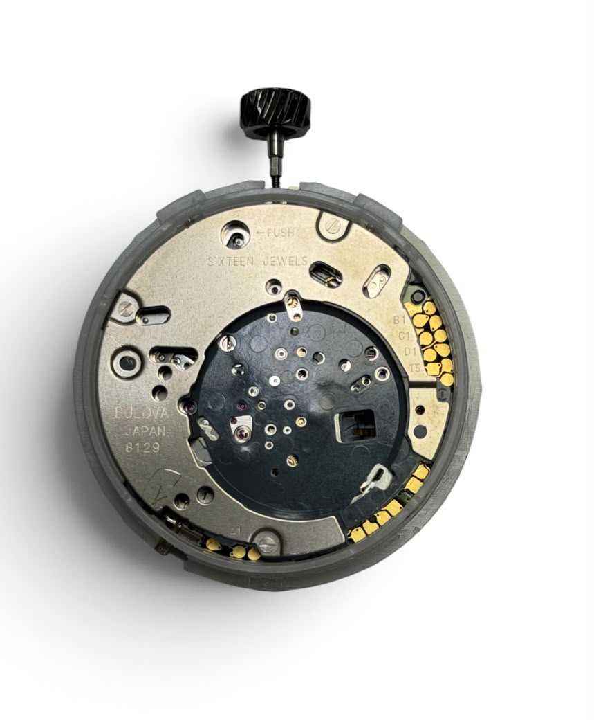 Bulova P129 / 8129 Watch Movement Stem & Crown with Blue Hand