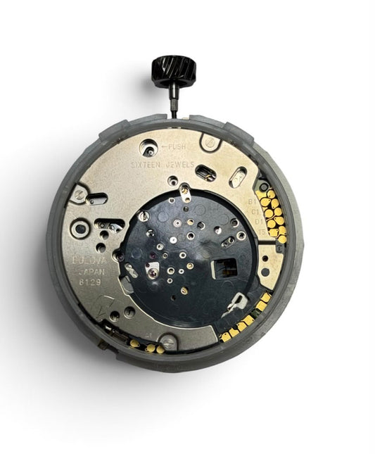 Bulova P129 / 8129 Watch Movement Stem & Gold Crown with Red Hand