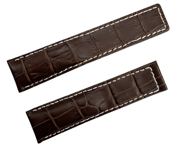 22mm Brown Alligator Grain Genuine Leather Watch Band with Padded - White Stitched - Universal Jewelers & Watch Tools Inc.