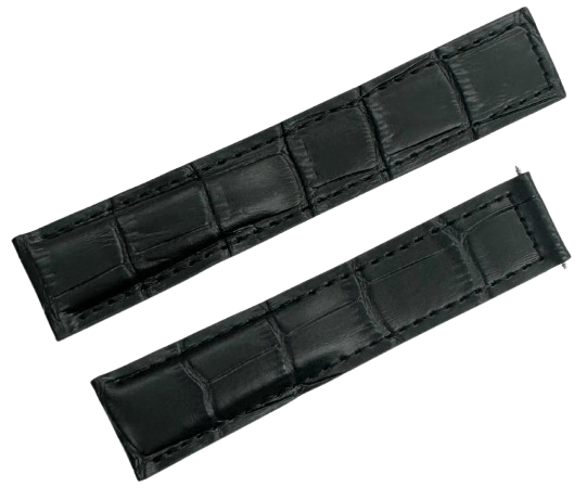 22mm Black Alligator Grain Genuine Leather Watch Band with Padded - Universal Jewelers & Watch Tools Inc.
