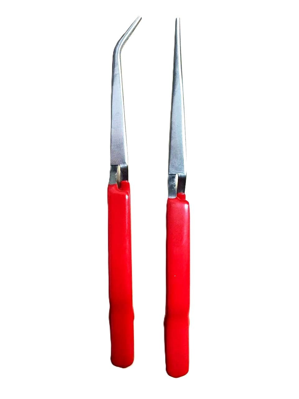 JEWELRY TOOL SET OF 2PCS TWEESERS STAINLESS STEEL RUBBER COATING WITH FINE TIP - Universal Jewelers & Watch Tools Inc.