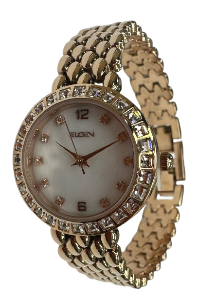 Elgin EG17009RG Ladies Rose Gold Watch with Crystal Bezel – Elegant Analog Timepiece
