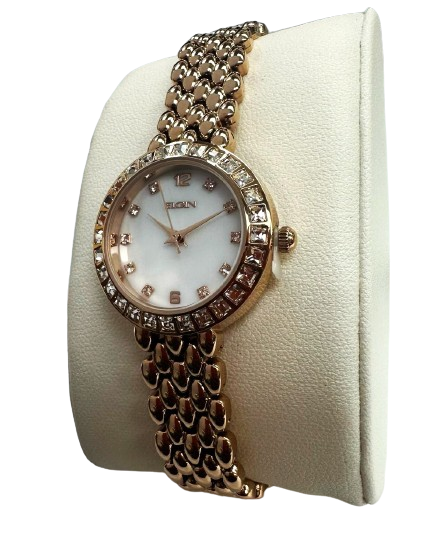 Elgin EG17009RG Ladies Rose Gold Watch with Crystal Bezel – Elegant Analog Timepiece