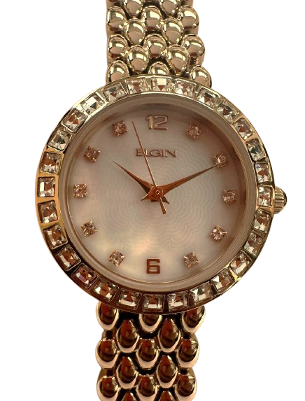 Elgin EG17009RG Ladies Rose Gold Watch with Crystal Bezel – Elegant Analog Timepiece
