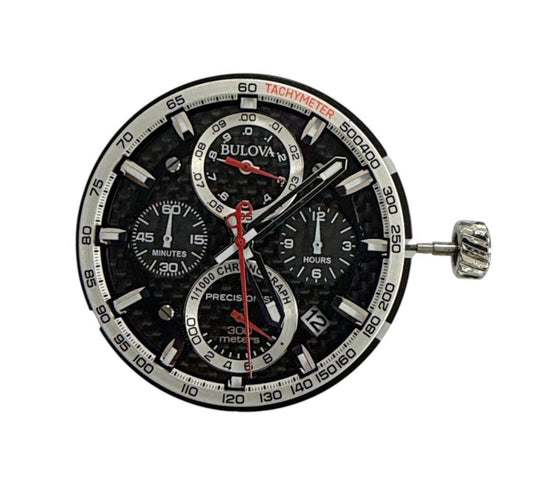 Bulova P129 / 8129 Watch Movement Stem & Crown with Red Hand